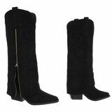 Hoge zwarte suede laars met omslag Chavella_