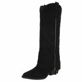 Hoge zwarte suede laars met omslag Chavella_