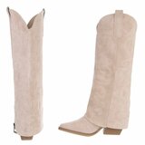 Hoge beige suede laars met omslag Chavella_