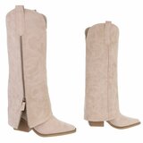 Hoge beige suede laars met omslag Chavella_