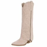 Hoge beige suede laars met omslag Chavella_