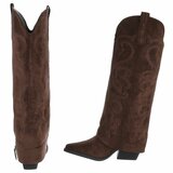 Hoge bruine suede laars met omslag Chavella_