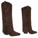 Hoge bruine suede laars met omslag Chavella_
