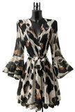 Prachtige korte luipaard mix wikkeljurk met print _