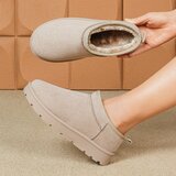 Kaki bruine suede lage winter mule Nola_