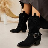 Half hoge zwarte suede western-biker laars Corline_