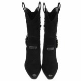 Half hoge zwarte suede western-biker laars Corline_