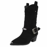 Half hoge zwarte suede western-biker laars Corline_