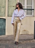 Gouden glitter coated wide leg pants_