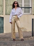 Gouden glitter coated wide leg pants_