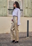 Gouden glitter coated wide leg pants_