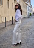Zilveren glitter coated wide leg pants_