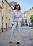 Zilveren glitter coated wide leg pants_