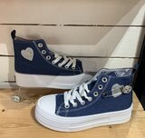Jeans blauwe hoge textiel sneaker Juna_