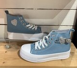 Jeans licht blauwe hoge textiel sneaker Juna_