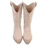 Cowgirl-biker beige half hoge daimen laars Chenille_