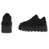 Zwarte suede+wol sneaker Mila_