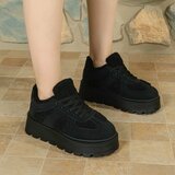 Zwarte suede+wol sneaker Mila_