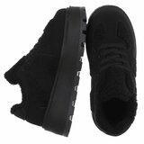 Zwarte suede+wol sneaker Mila_