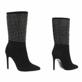 Zwart high heel suede enkellaarsje Carma_