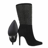 Zwart high heel suede enkellaarsje Carma_