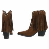 Kort licht bruin daimen western-cowgirl enkellaarsje Cherlize_