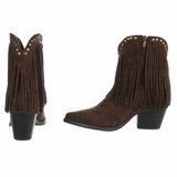 Kort bruin daimen western-cowgirl enkellaarsje Cherlize_