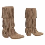 Cowgirl-biker kaki bruine half hoge daimen laars Cacharella_