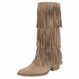 Cowgirl-biker kaki bruine half hoge daimen laars Cacharella_