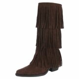 Cowgirl-biker bruine half hoge daimen laars Cacharella_