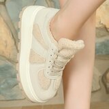 Beige suede+wol sneaker Mila_