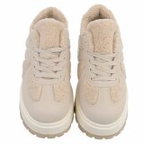 Beige suede+wol sneaker Mila_