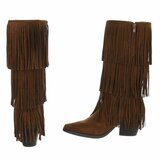 Cowgirl-biker licht bruine half hoge daimen laars Cacharella_