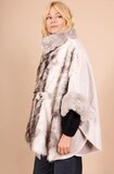 Beige mixed poncho in faux fur_