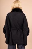 Zwarte mixed poncho in faux fur_