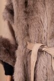 Taupe mixed poncho in faux fur_