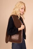 Reversible bruine bodywarmer-gilet in wolmix_