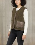 Reversible kaki groene bodywarmer-gilet in wolmix_