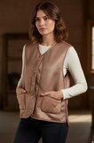 Reversible taupe bodywarmer-gilet in wolmix_