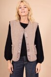 Reversible taupe bodywarmer-gilet in wolmix_