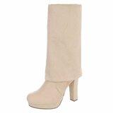Beige hoge suede overknee laars Amelda_