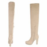 Beige hoge suede overknee laars Amelda_