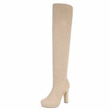 Beige hoge suede overknee laars Amelda_