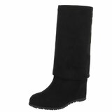 Zwarte hoge suede overknee laars Alexia_