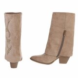 Kaki bruine half hoge suede laars met omslag Coumba_