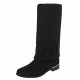 Zwarte hoge suede overknee laars Claziena_