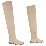 Beige hoge suede overknee laars Claziena_