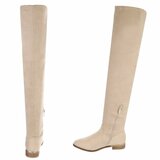 Beige hoge suede overknee laars Claziena_