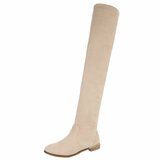 Beige hoge suede overknee laars Claziena_