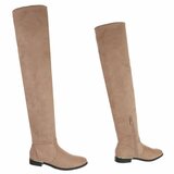 Kaki bruine hoge suede overknee laars Claziena_